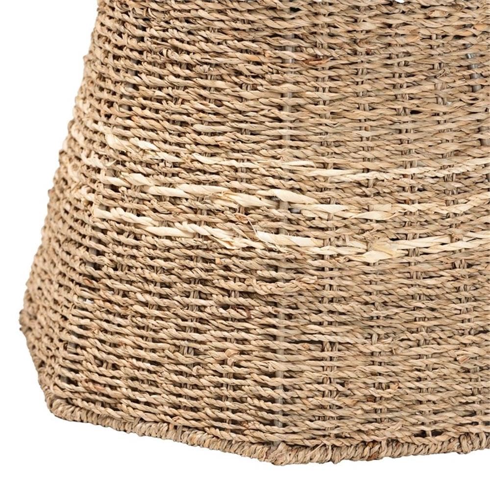 bali & pari Idoya Octagon Seagrass & Metal End Table in Natural Brown