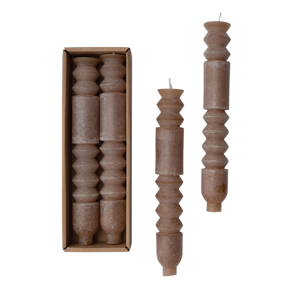 Creative Co-Op Unscented Totem Taper Candles In Box, Set Of 2, Cappuccino