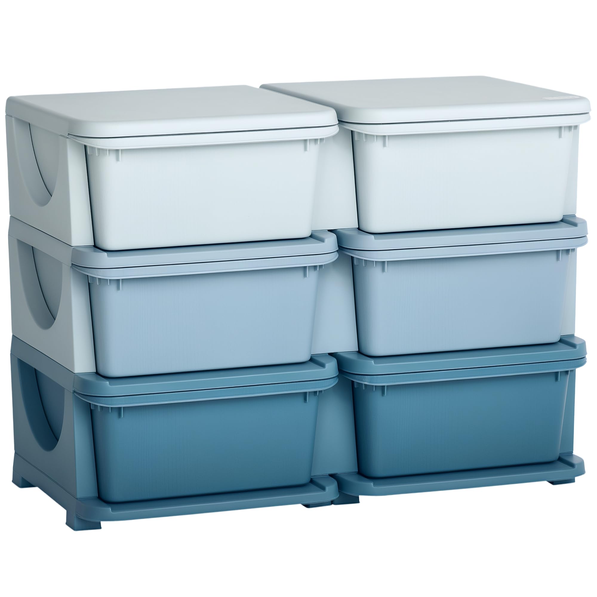 Qaba 3 Tier Kids Storage Unit, Toy Organizers and Storage with 6 Drawer Chest for Kids Bedroom Nursery Kindergarten Living Room 