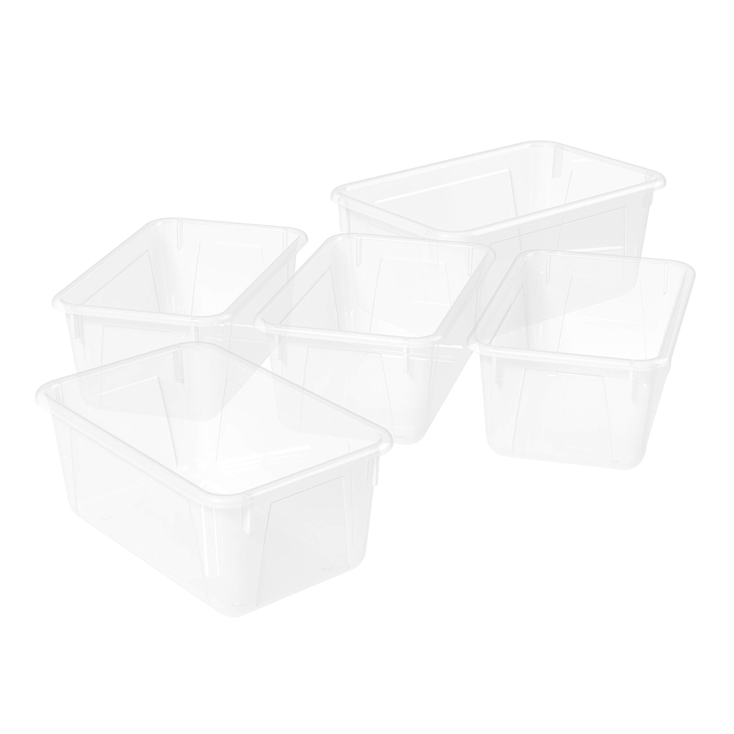 Storex Small Cubby Bin, 12.2 x 7.8 x 5.1 Inches, Translucent, 5-Pack (62461U05C)