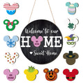 13 Pcs Mouse Interchangeable Door Sign,Seasonal Welcome to our Home Sign for Front Door,Mouse Seasonal Door Wreaths Welcome Sign