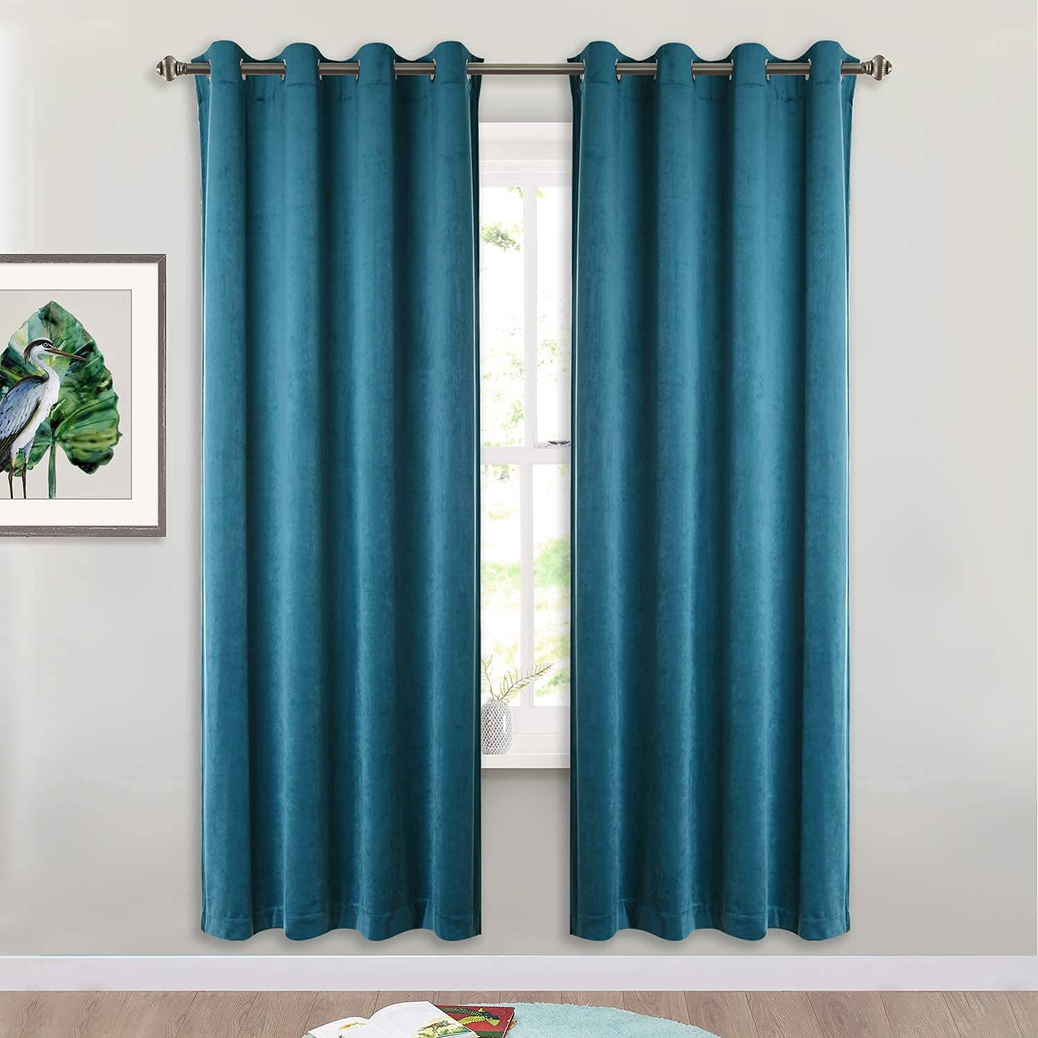 Stangh Room Darkening Velvet Curtain Panels - Thick Soft Velvet Drapes With Grommet Top Stylish Home Decoration Panels For Dinin