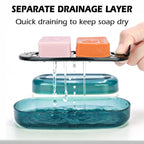 AIDIMMING Shampoo & Conditioner Bar Holder, Large Clear Soap Case, Blue-max, Model LSC-P-LB