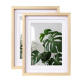 Egofine 12x16 Picture Frames Natural Wood Set of 2 - Solid Wood Frames With Plexiglass Front, Display 9x12 or 11x14 with Mat for