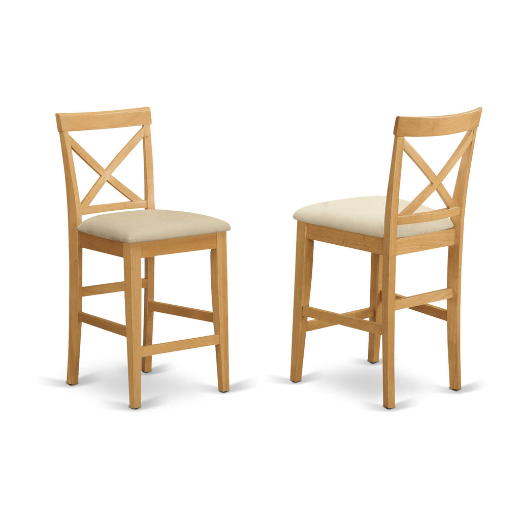 East West Furniture Sudbury PUBS3-OAK-C 3 Piece Kitchen Counter Set for Small Spaces Contains a Square Table and 2 Linen Fabric Dining Room Chairs, 36x36 Inch, Oak, 42x42 Inch, Buttermilk & Cherry