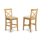 East West Furniture Sudbury PUBS3-OAK-C 3 Piece Kitchen Counter Set for Small Spaces Contains a Square Table and 2 Linen Fabric Dining Room Chairs, 36x36 Inch, Oak, 42x42 Inch, Buttermilk & Cherry