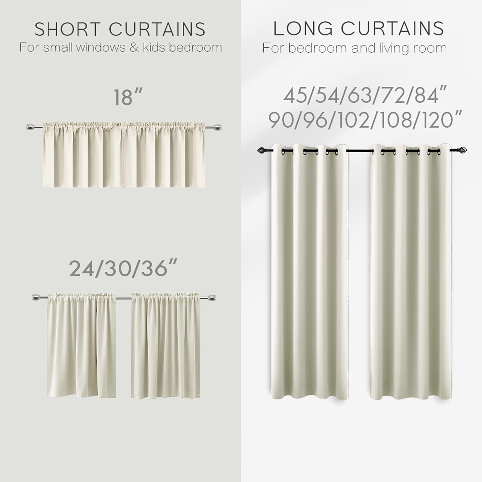 Koufall Cafe Curtains 24 Inch Length For Small Window Treatments Tiers Boho Blackout Curtains For Rv Camper Windows Kitchen,Sets Of 2 Panels,Cream Beige