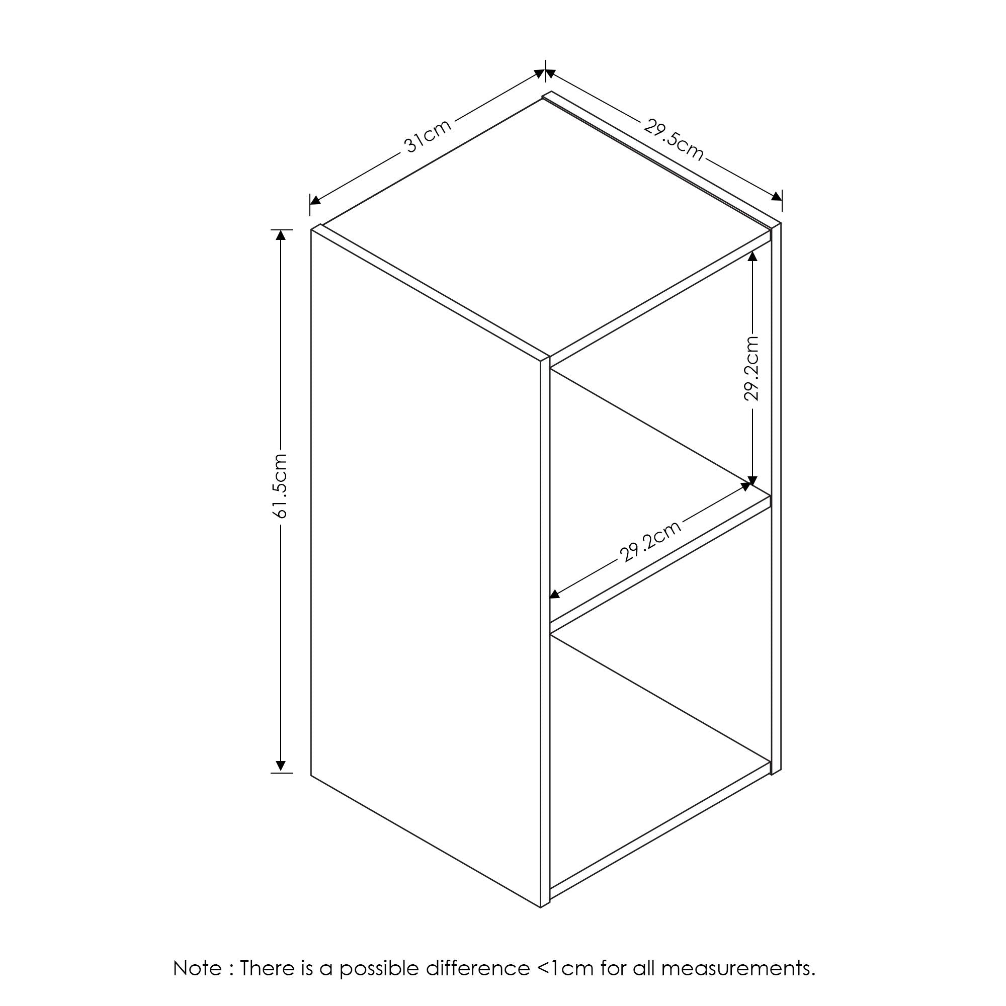 Furinno Pelli Cubic Storage Cabinet, 2x1, French Oak Grey/Black