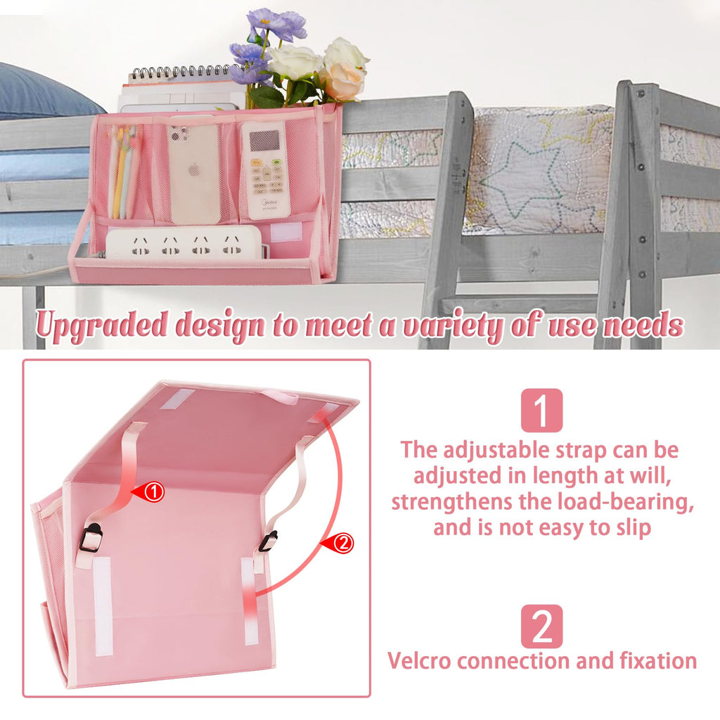 Retyion Bedside Caddy Bedside Storage Organizer Bedside Organizer With Power Strip Holder And 2 Adjustable Straps For Home Bunk