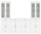 Crosley Furniture Stanton 3-Piece Sideboard Buffet Cabinet and Glass Door Kitchen Storage Pantry Set, White