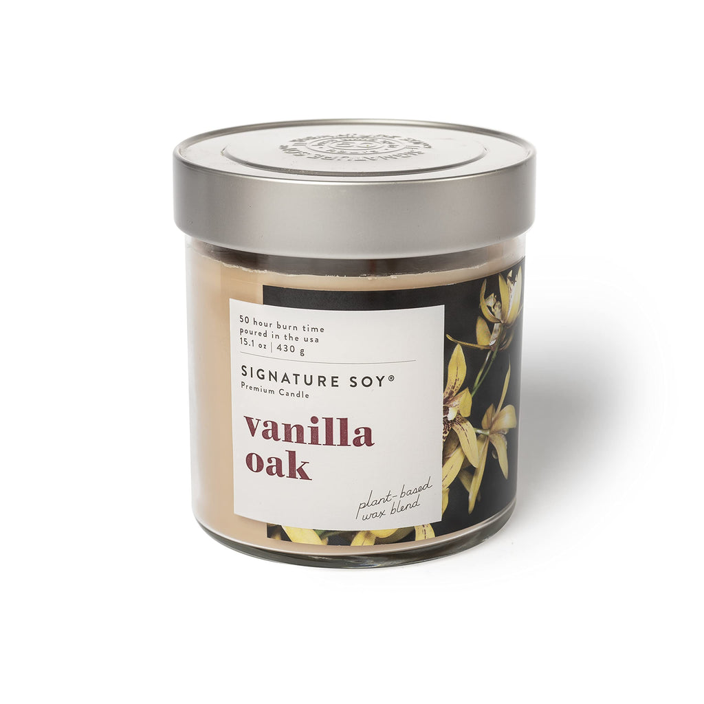 Signature Soy Lidded Vanilla Oak Scented Candle