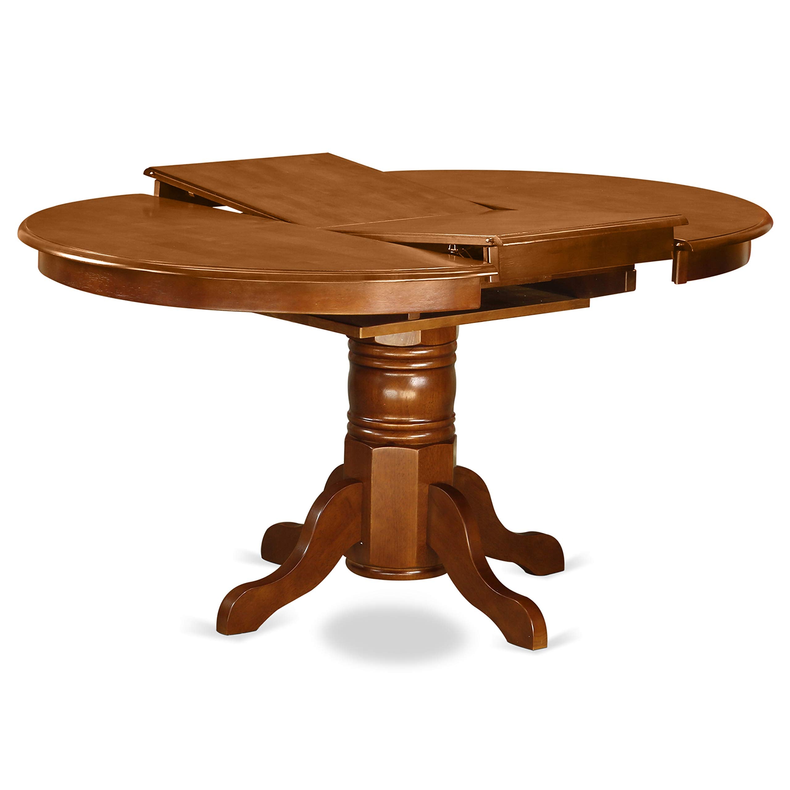 East West Furniture Avon 5 Piece Room Furniture Set Includes an Oval Kitchen Table with Butterfly Leaf and 4 Faux Leather Upholstered Dining Chairs, 42x60 Inch, Saddle Brown