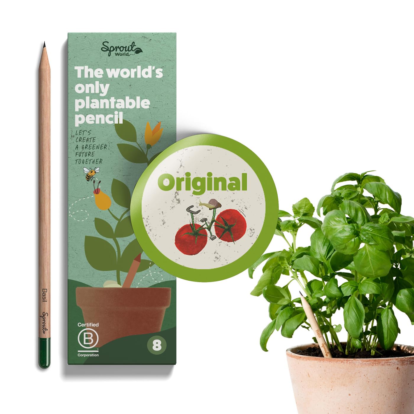 Sproutworld Wood-Cased Pencils | Original Edition | Hb Pre-Sharpened Graphite Plantable Wooden Pencils With Flower, Herb & Veget