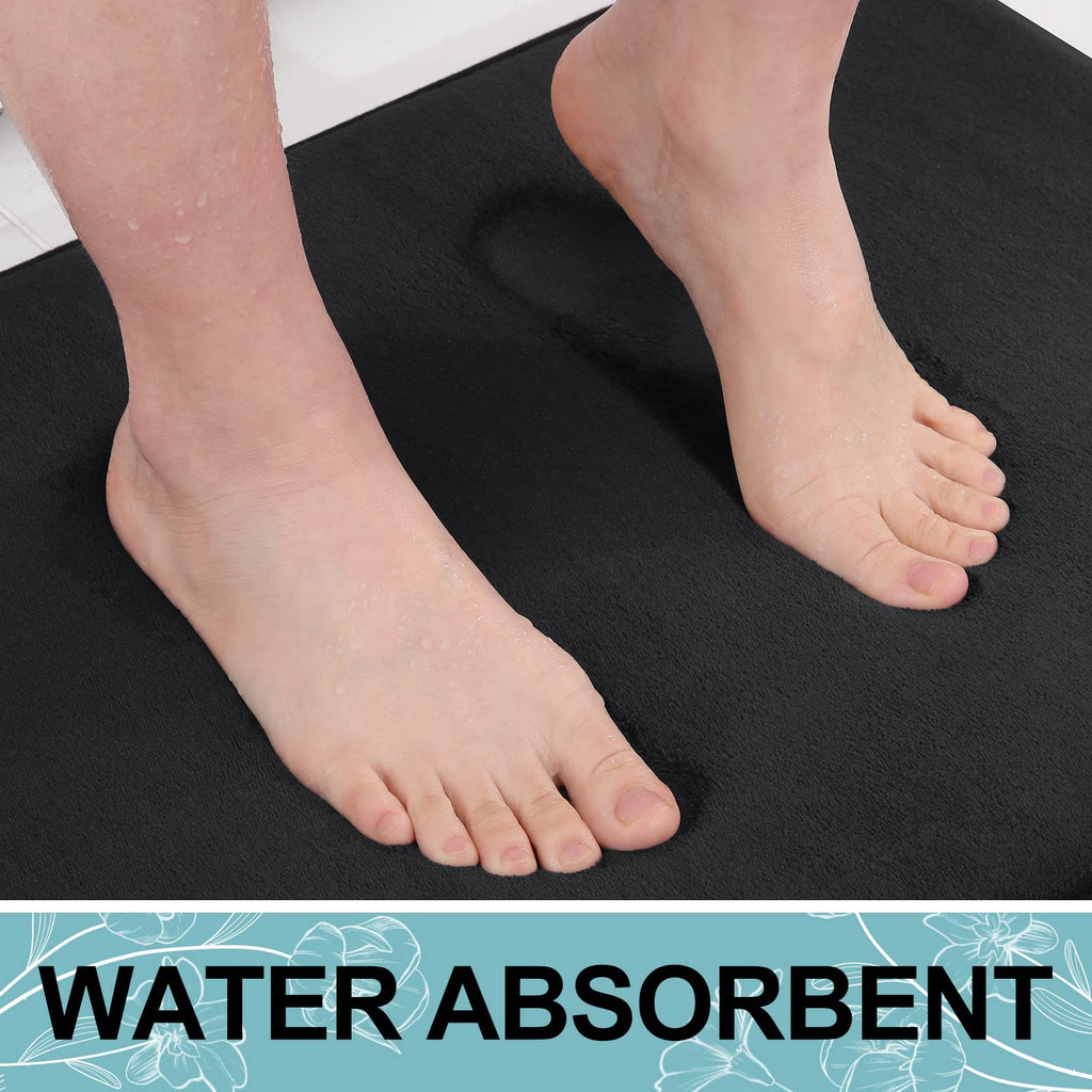Smiry Memory Foam Bath Mat 24'' X 16'', Extra Soft Absorbent Bathroom Rugs Non Slip Bath Rug Runner For Shower Bathroom Floors,