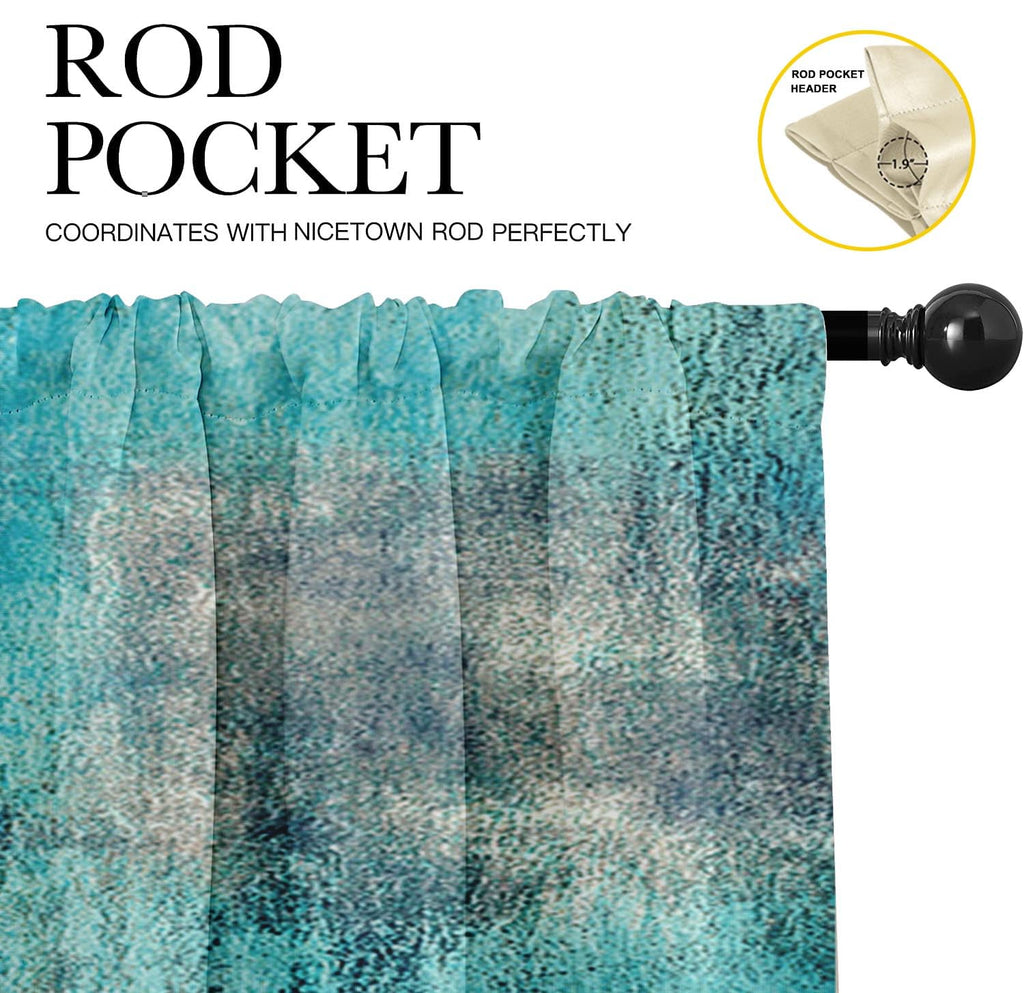Emvency 2 Pack Valances Window Treatments Turquoise Abstract Modern Art Blackout Drapes Adjustable Curtain Valances For Windows