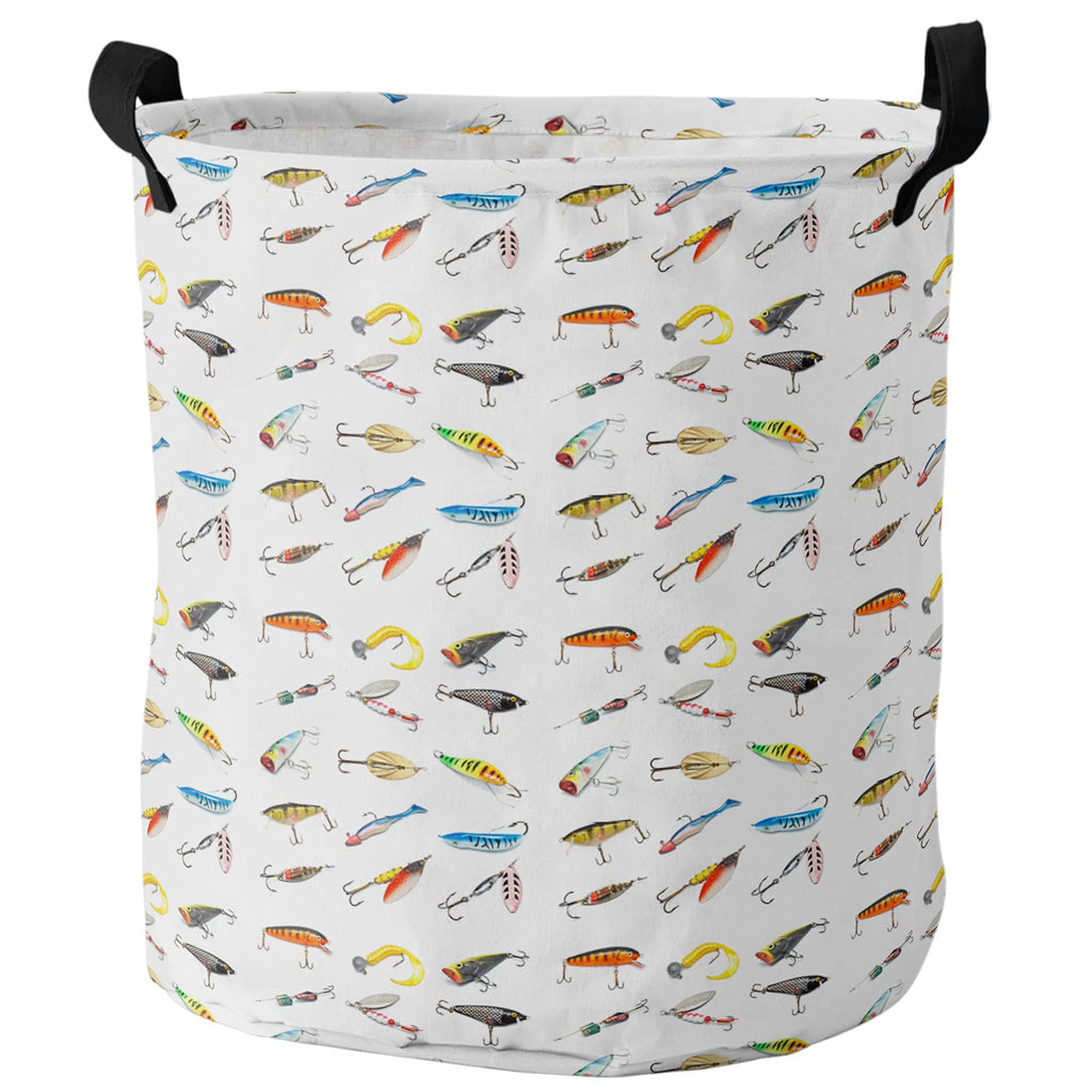 17-inch Laundry Hamper Foldable Laundry Basket, Seaside Fishing Waterproof Clothes Hamper for Bathroom Bedroom Living Room, Vari