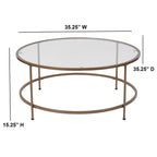 Flash Furniture Astoria Collection Round Coffee Table - Modern Clear Glass Coffee Table - Brushed Gold Frame