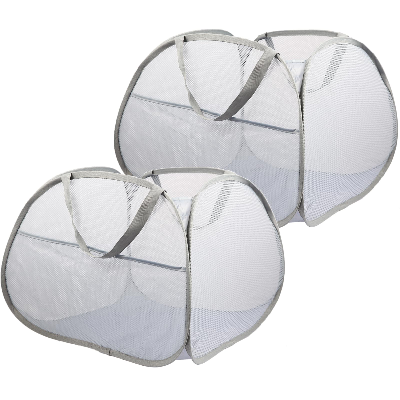 2 Pack Collapsible Laundry Baskets, 90L Large Foldable Laundry Basket, Durable Mesh Pop Up Hampers for Laundry, Dirty Clothes La