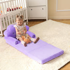 Moonbeeki Toddler Chair Comfy,Foldable Princess Kids Couch For Girl, Toddler Recliners For Kids Over 18 Months, Kids Sofa Bed Fold Out(Purple)