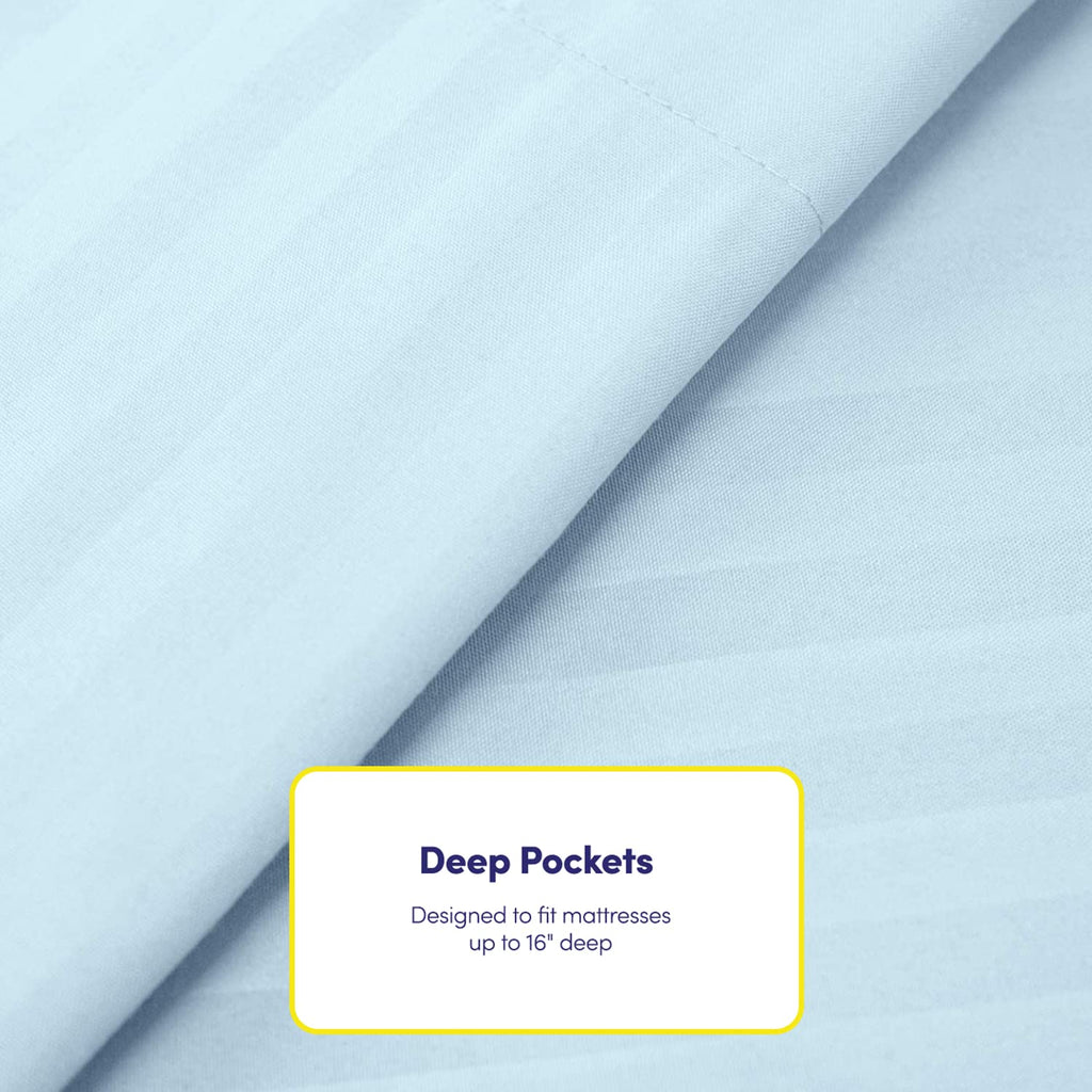 Full Size Bed Sheets - 6 Piece 1500 Supreme Collection Fine Brushed Microfiber Deep Pocket Full Sheet Set Bedding - 2 Extra Pillow Cases, Great Value, Full, Dobby Light Blue