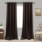 Solid Dark Brown Curtains For Living Room Bay Window,Smooth Satin Touch Polyester Long Size Traditional Rustic Grommet Large Curtains Draperies For Sliding Glass Door 2 Panels,52 Wide 108 Inch Length