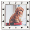 4x4 Silver Metal and White Enamel Picture Frame, Paw Print Design