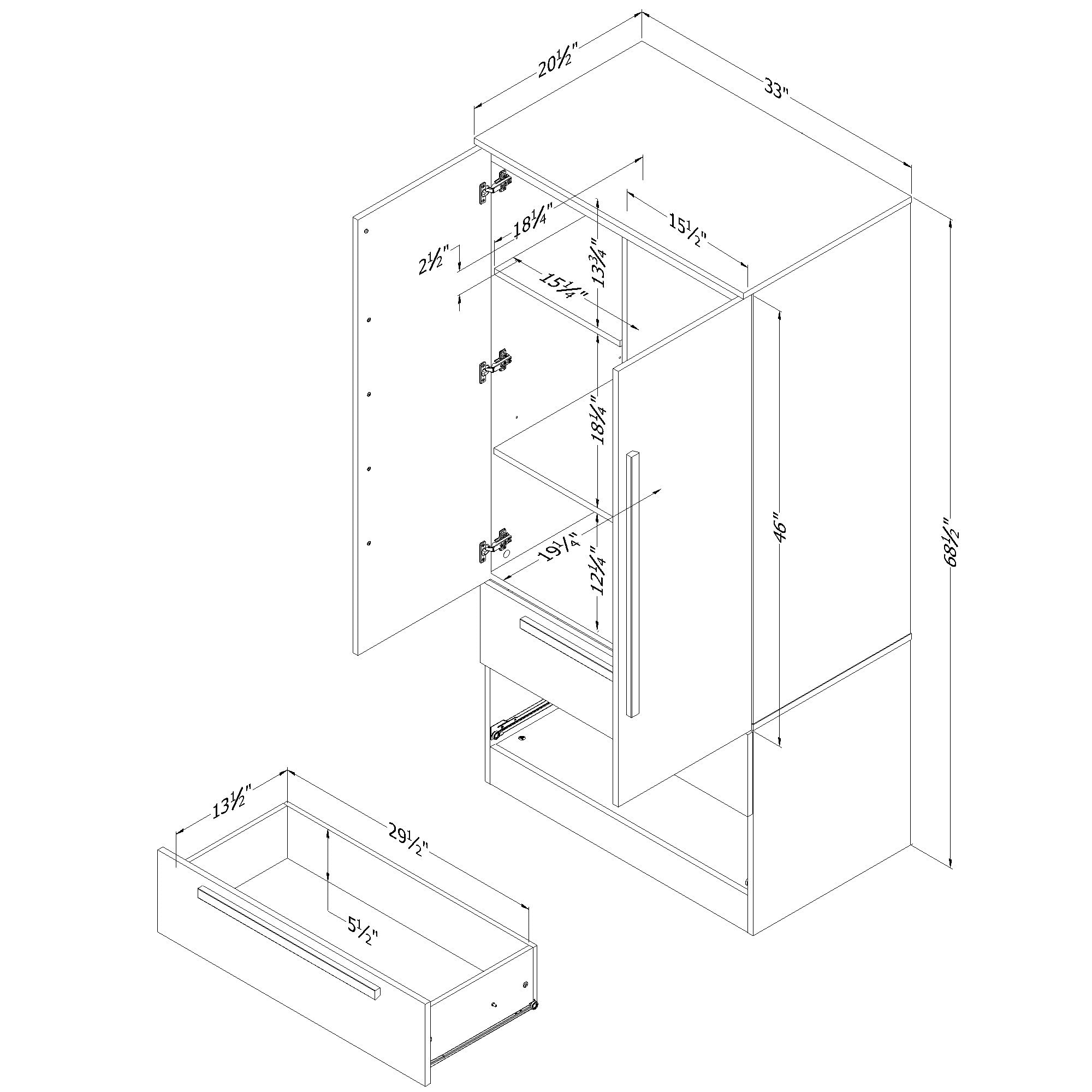 South Shore Furniture Haven 2-Door Armoire with Drawers, Pure White