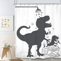 SVBright Kids Funny Dinosaur Shower Curtain 60Wx72L Inch Cartoon Animal Dino Taking Shower Silhouette Shadow Cute Boys Cool 12 P