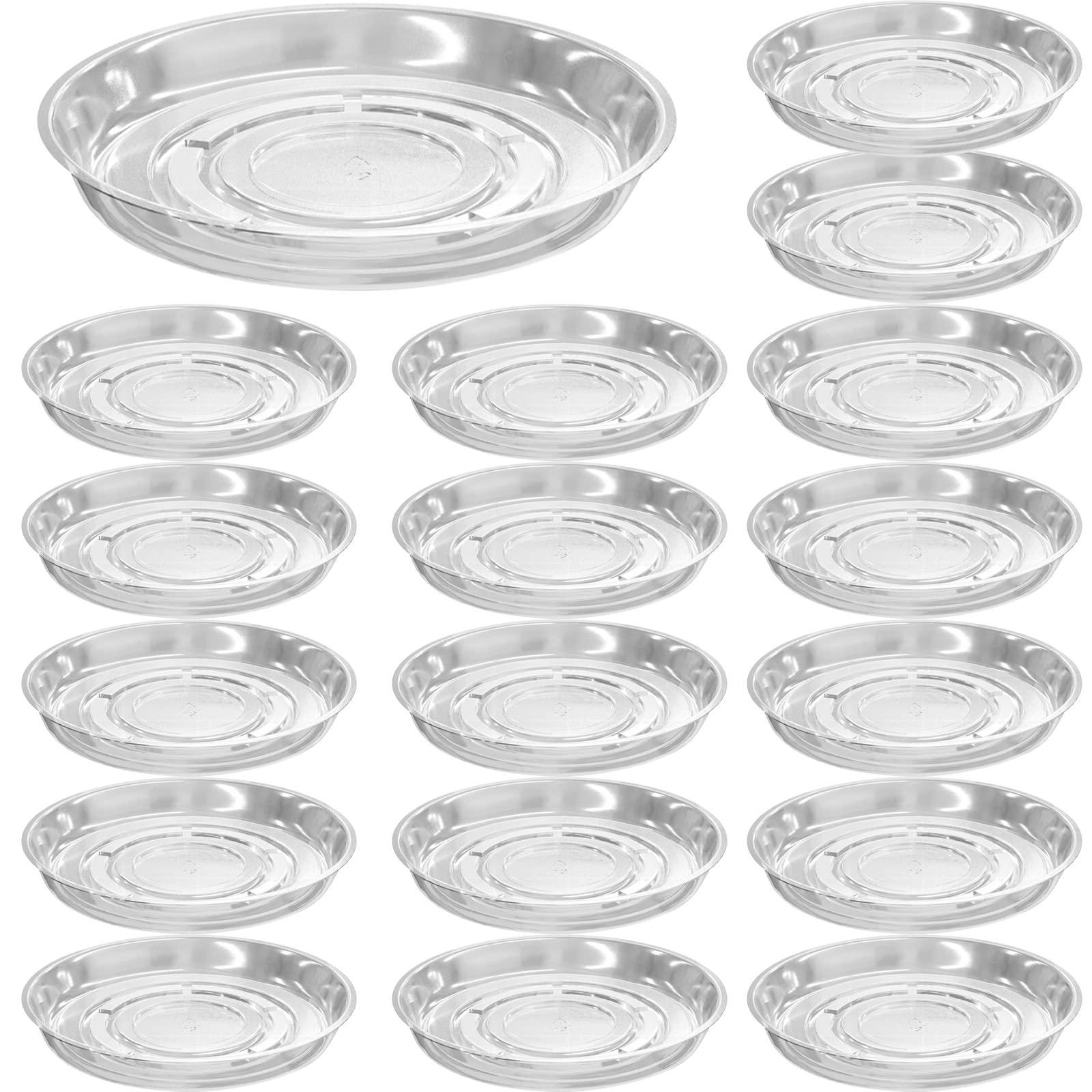 16 Pack Clear Plastic Plant Saucers 14 Inch Plant Trays For Pots Plant Plate Dish For Indoor Planters Flower Pots Plant Saucer D