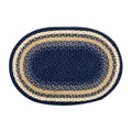 Earth Rugs Oval Area Rug, 3 x 5, Light Dark Blue/Mustard