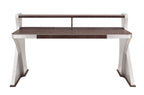 Acme Brancaster Desk in Retro Brown Top Grain Leather and Aluminum