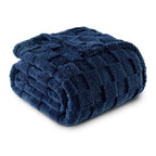 Exclusivo Mezcla Queen Size Flannel Fleece Blanket, Super Soft 3D Checkered Jacquard Bed Blanket, Cozy Fluffy Lightweight Blanke