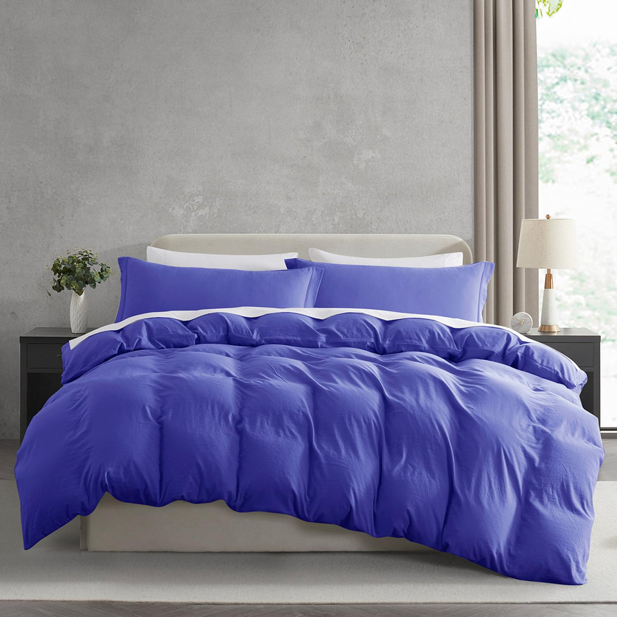 Nestl Royal Blue Duvet Cover King Size - Soft Prewashed King Duvet Cover Set, 3 Piece, With Zipper Closure, 1 Duvet Cover 104X90