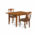 East West Furniture MLNA3-SBR-C 3 Piece Kitchen Table Set Contains a Rectangle Dining Room Table with Butterfly Leaf and 2 Linen Fabric Upholstered Dining Chairs, 36x54 Inch, Saddle Brown