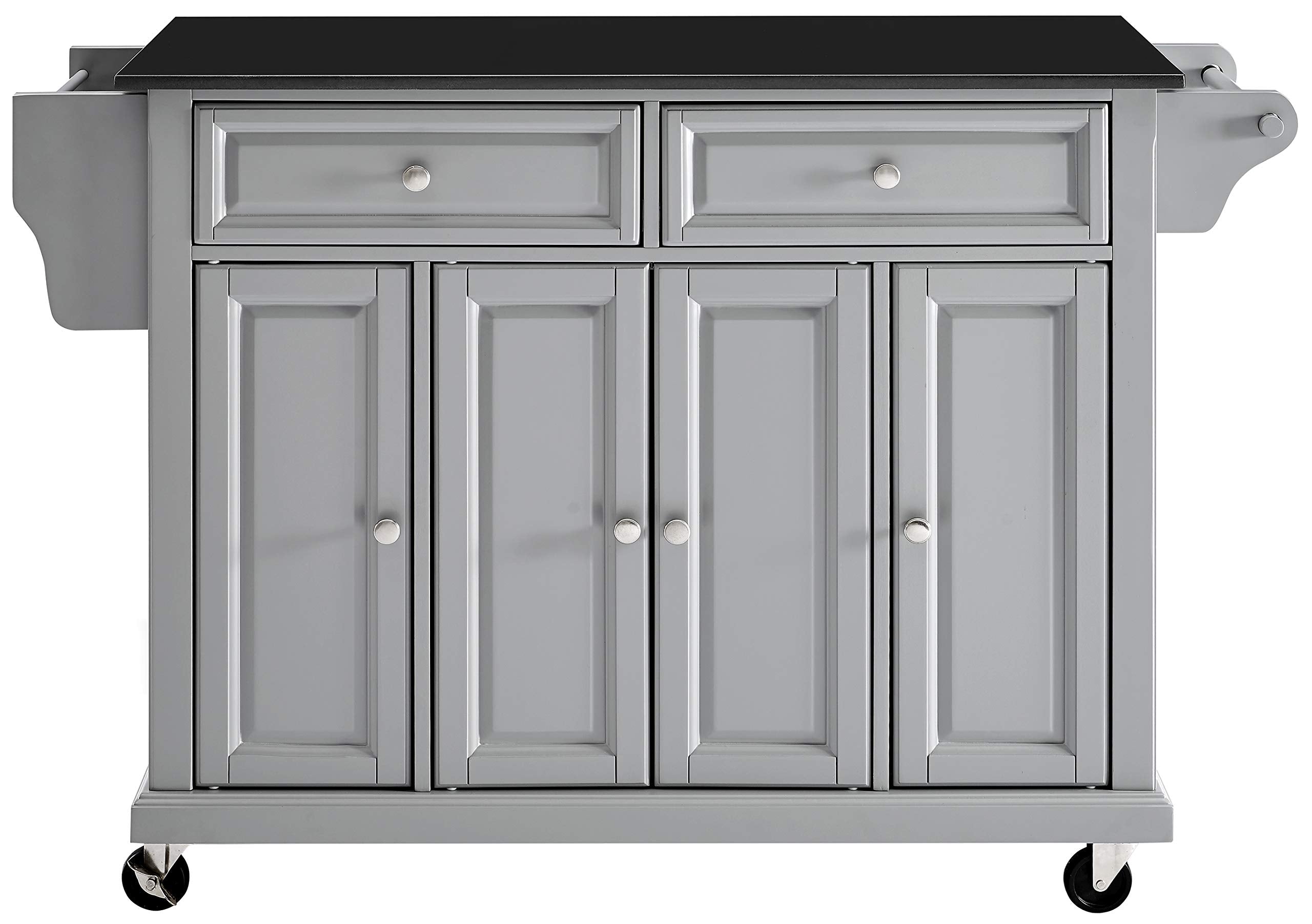 Crosley Furniture Full Size Granite Top Rolling Kitchen Island Storage Cart, Microwave Stand, Spice Rack, Gray