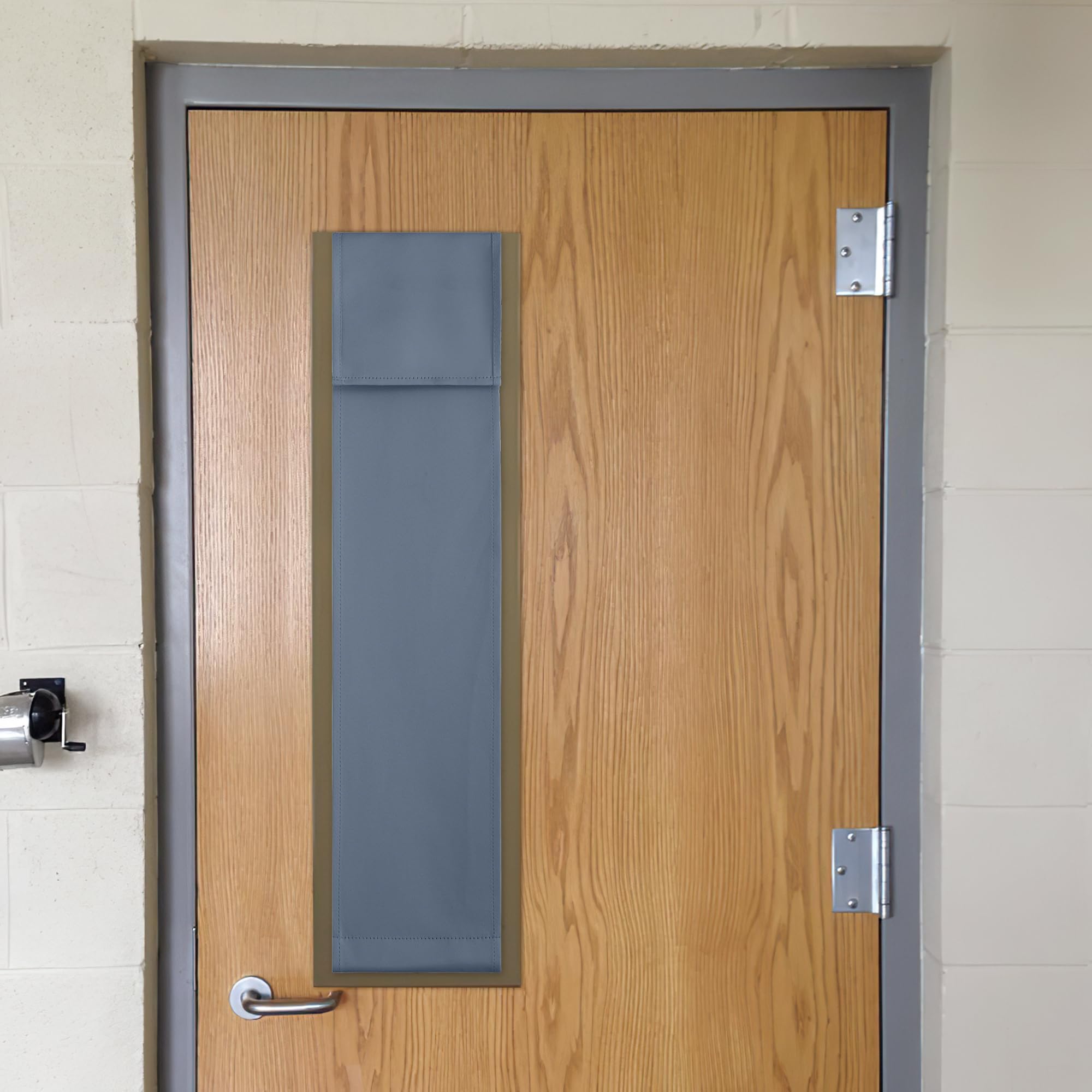 Nicetown Classroom Door Window Cover, Lockdown Shade For Privacy, Thermal Insulated Blackout Shades For Small Door Windows, Mini Door Shade Sidelight Curtains, 10W X 30L Inches, Stone Blue, 1 Panel