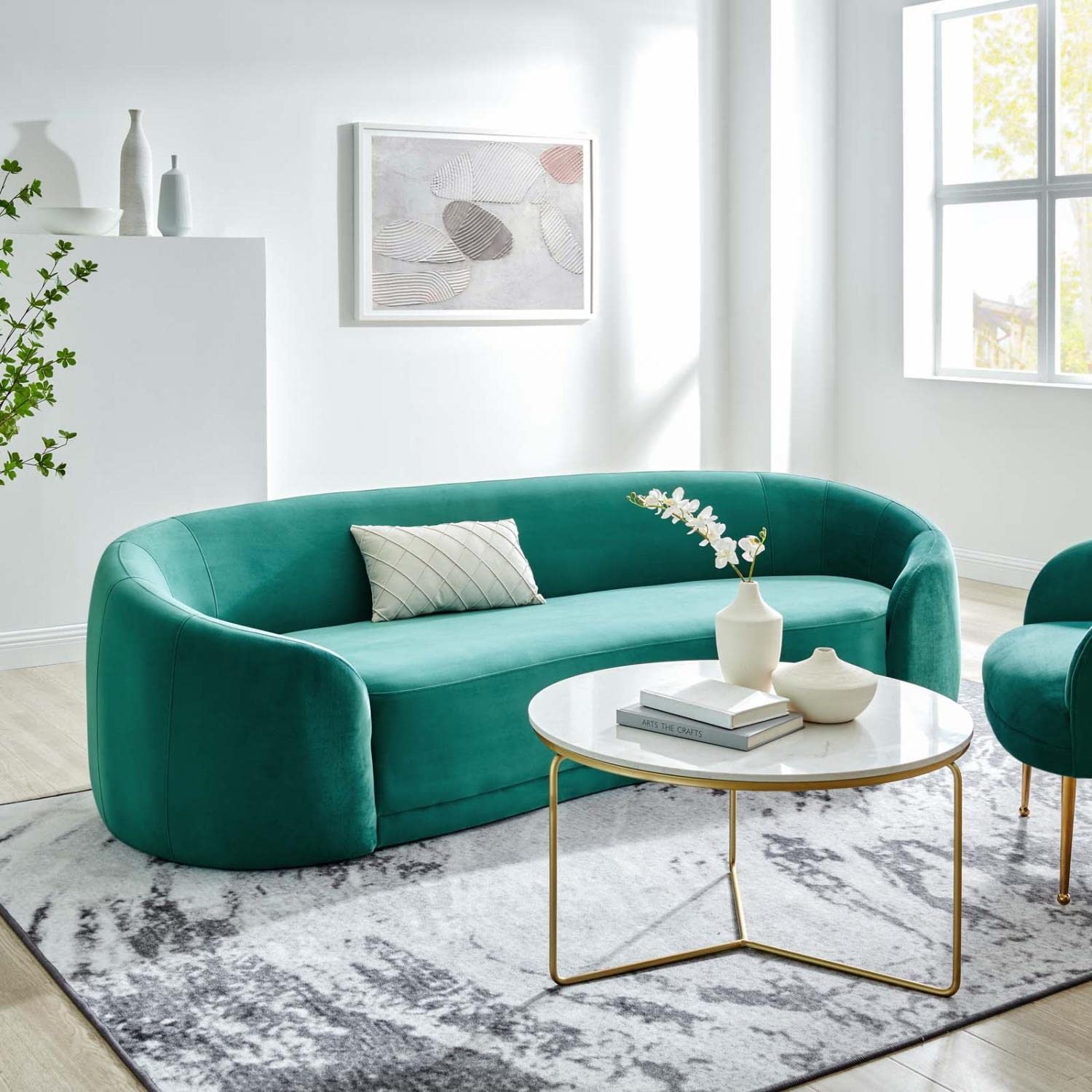 Modway Contessa Performance Velvet Sofa With Teal Finish Eei-5018-Tea