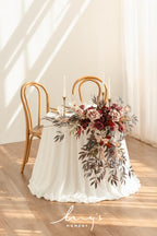 Ling'S Moment 2Pcs Artificial Floral Swags Centerpieces Burgundy Wedding Flower Greenery Arrangements For Sweetheart/Head Table