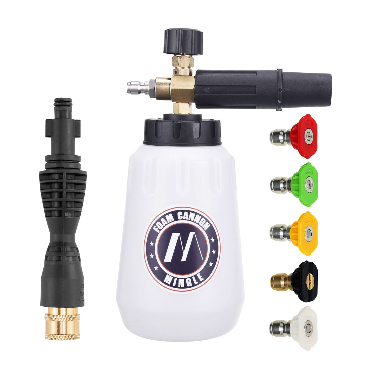M Mingle Foam Cannon, Replacement Parts For Portland Husky And Ryobi Pressure Washer, With 5 Nozzle Tips, 1/4 Inch Quick Connect