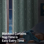 Bgment Room Darkening Curtains 63 Inches Long, Grommet Thermal Insulated Blackout Curtains With Wave Line And Dots Printed For Bedroom, 2 Panels, Each 38 X 63 Inch, Frosty Green