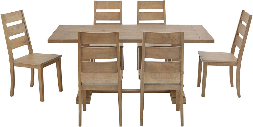 Crosley Furniture Joanna 7-Piece Modern Farmhouse Dining Table Set for 6 with Ladderback Chairs, Rustic Brown