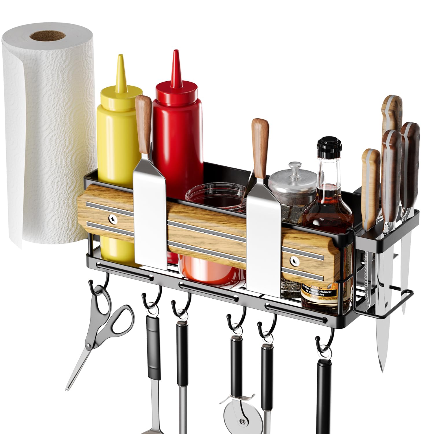 Esow Griddle Caddy For Blackstone 28'-36' Griddles, No Drilling Space Saving Grill Accessories, Bbq Blackstone Storage Caddy W