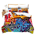 Feelyou Hippie Graffiti Comforter Cover Set Twin Size For Kids Boys Youth Duvet Cover Modern Bedclothes Wall Urban Street Art Be
