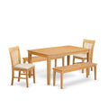 East West Furniture CANO5C-OAK-C 5 Piece Dining Set Includes a Rectangle Dining Room Table and 2 Linen Fabric Kitchen Chairs with 2 Benches, 36x60 Inch, Oak