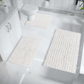 Yimobra Bathroom Rugs Sets 3 Piece, Fluffy Plush Chenille Baht Room Mats Sets with Toilet Rug U Shaped, Soft Shaggy Absorbent No