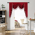 Elkca Thick Chenille Window Curtains Valance For Living Room Burgundy Red Waterfall Valance For Bedroom,Rod Pocket, W59 Inches,