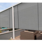 Coarbor Outdoor Roll Up Shades Blinds For Pergola Porch Balcony Deck Roller Shade Screen 4'W X 14'L Hollow Out Light Grey