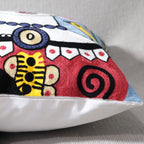 Unionkk Soft Cotton Throw Pillow Covers Abstract Art Exaggerated Mythology Figure Embroidery Square Cushion Cover Outdoor Balcon