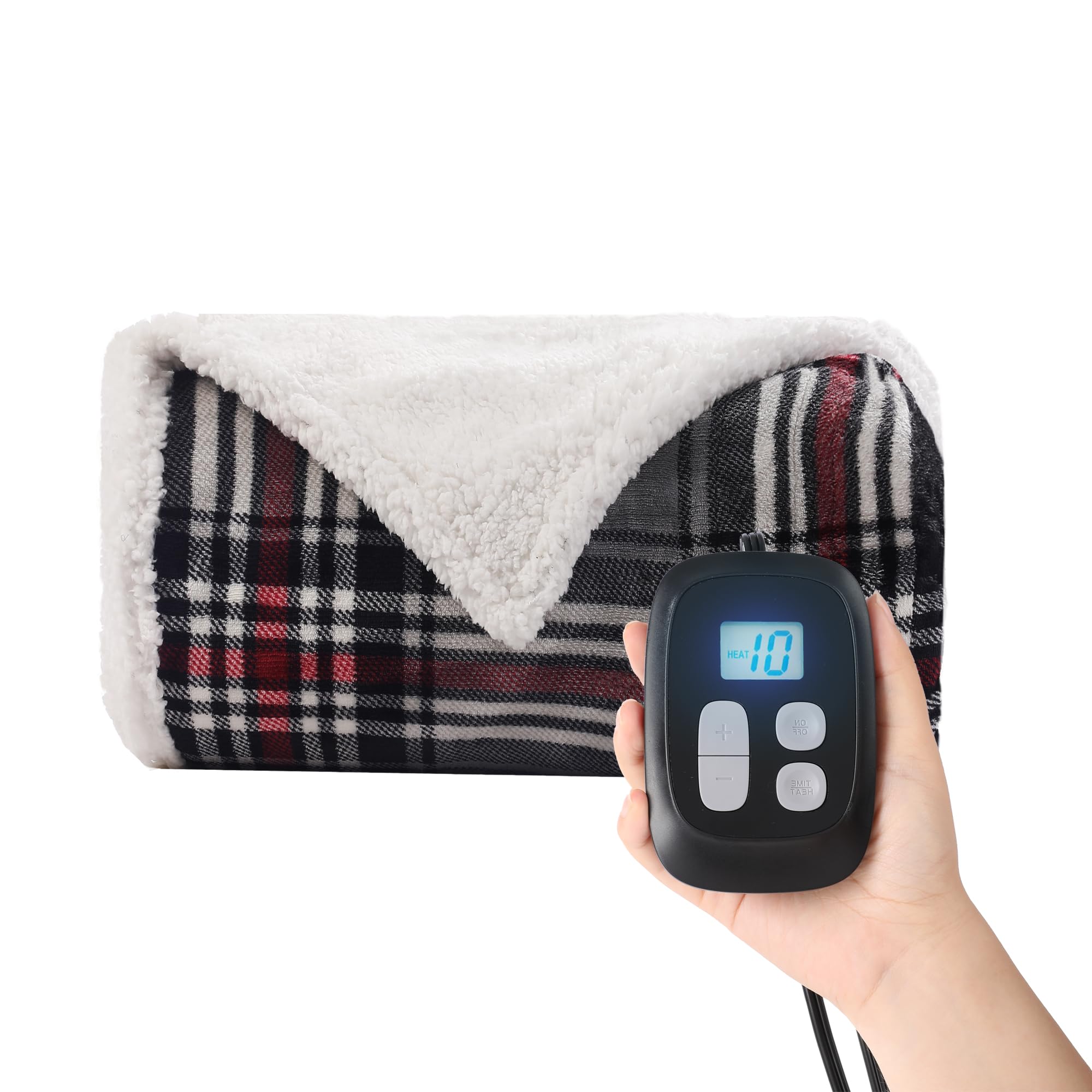 Heated Blanket Electric Blanket Full Size 72x84 with 10 Heating Levels, 12 Hour Auto Shut Off, Machine Washable, Flannel & S
