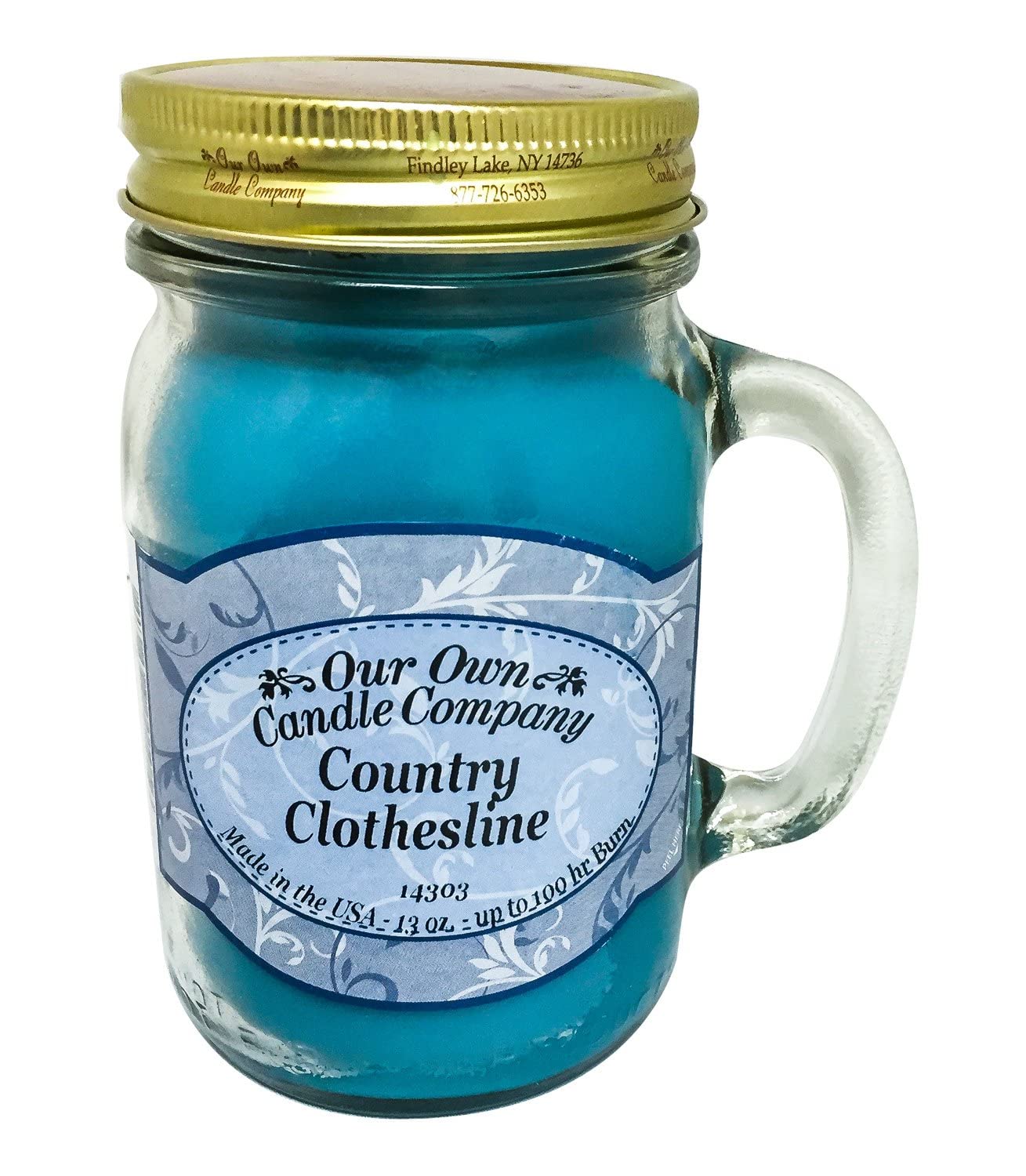 Our Own Candle Company, Clothesline Scented Mason Jar Candle, 100 Hour Burn Time, Made in The USA - 13 Ounces
